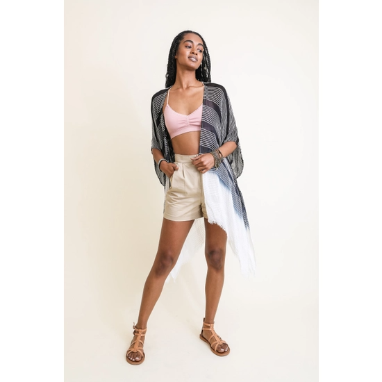 Stripe Woven Dip Dyed Kimono